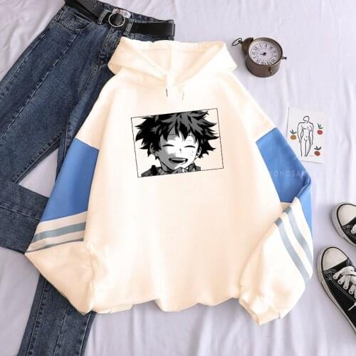 Fashion Harajuku Manga Anime My Hero Academia Hoodie Cartoon Comics Midoriya Izuku Hoodie Streetwear Patchwork Sweatshirts Male