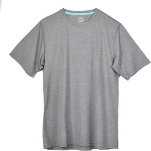 Mens 100% Merino Wool Short Out door Crew T Shirts Lightweight Athletics Summer Breathable Wicking Short Sleeve Base Tee