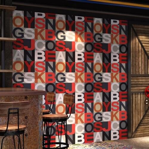 3d Letters Wallpaper Red Blue Vintage English Alphabet Barber Shop Restaurant Bar Clothing Shop Ktv Wallpaper Papel De Parede 3d