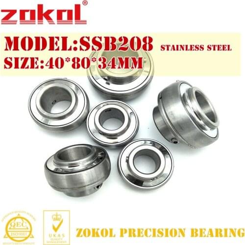ZOKOL bearing SSB208 Stainless steel Pillow Block Ball Bearing 40*80*34mm