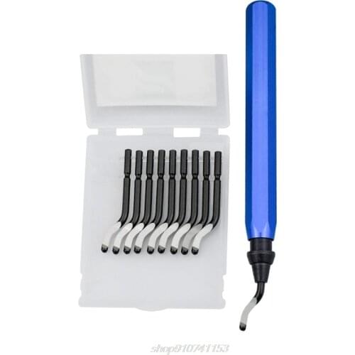 Handle Burr Metal Deburring Remover Cutting Tool with 10pcs Rotary Deburr Blades Removing for Wooden Plastic A08 21 Dropshipping