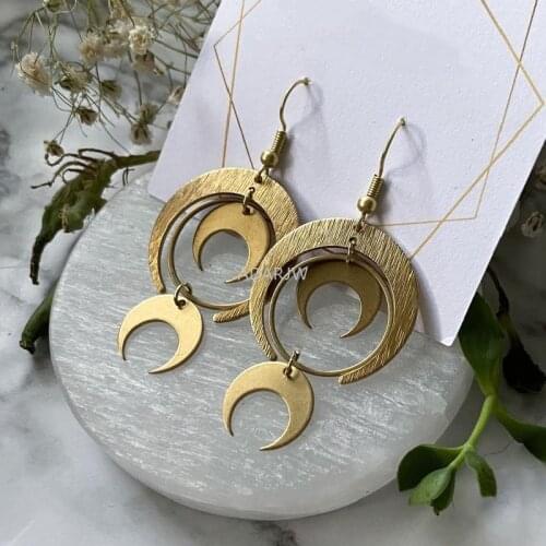 New Geometric Crescent Moon Earrings Drop Crescent Phase Boho Witchy Hippie Statement Jewelry Minimalism Punk Women Gift VINTAGE
