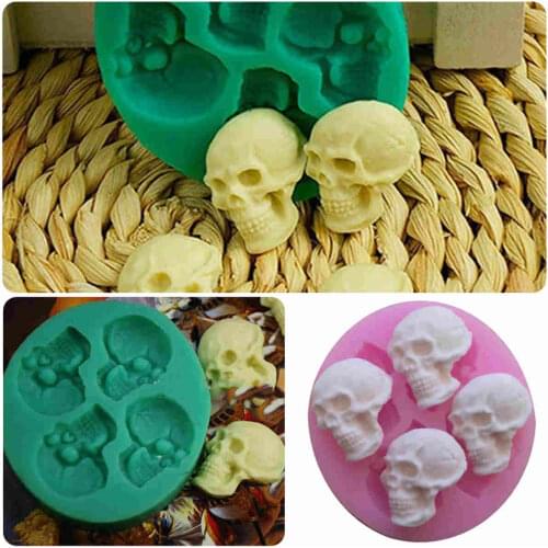 Silicone Skull Head Fondant Cake Moulds Chocolate Mold Halloween Party Decoration
