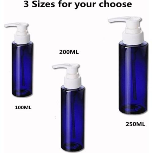 3ps 100ML 8OZ Blue Plastic Lotion Bottles Lotion Pump for Shampoo, Personal care,Lotion Refillable Boston Bottles Home Recyle