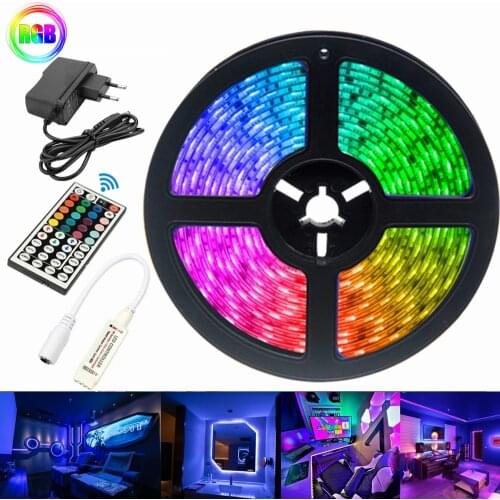 RGB LED Light Strip For Bedroom Decoration 7.5M Flexible Ribbon Diode Infrared Remote Controller Decor Background Lighting
