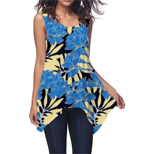 Loose Womens Tops And Blouses Womens Summer 3d Printed Irregular Swing Sleeveless O-neck Casual Top Blusas Mujer De Moda 2021