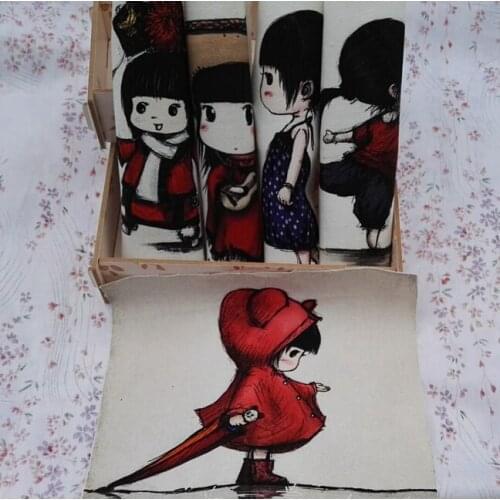 Digital printed cloth 20*20cm 100% cotton canvas handmade diy patch fabric girl design