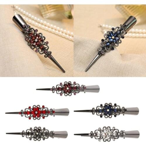 1pcs Fashion Large Alligator Hair Clips with Sparkling Crystals Women Strong Hair Clamp Grips Thick Hair for Wedding Party