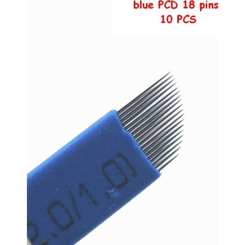 10PCS/Lot Blue 18 Pins Microblading Needles Permanent Makeup Eyebrow Tatoo Blade for Manual Eyebrow Tattoo Machine Pen