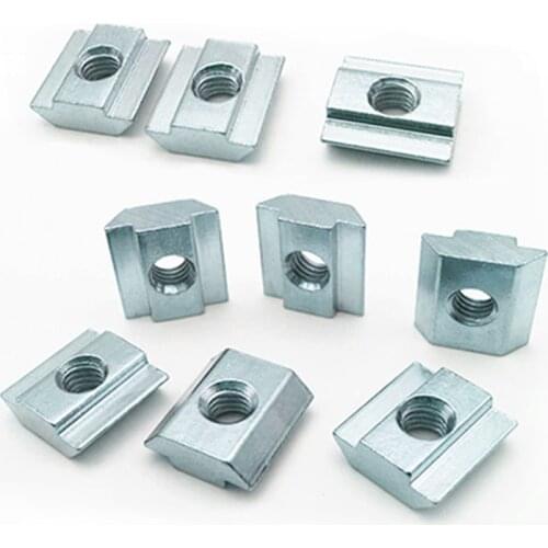 10PCS T Sliding Nut Zinc Coated Plate 2020/3030/4040/4545 Series M3/M4/M5/M6/M8/M10 Aluminum Thread