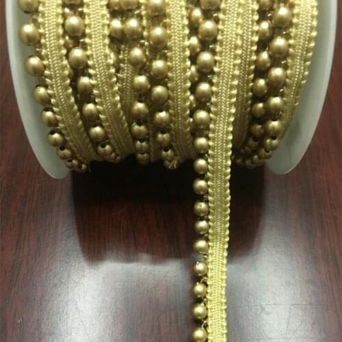 10 yards/lot Golden beaded lace trim diy handmade wedding dress clothes accessory decoration lace fabric 1cm wide