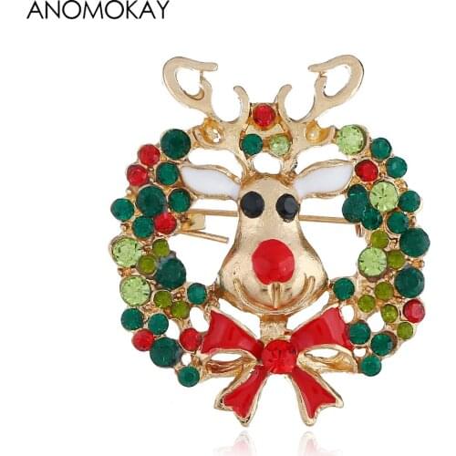 6 Styles 2019 New Year Unisex Christmas Moose Animal Brooch Popular Cute Xmas Deer Antlers Tree Pin Brooches Styling Jewelry