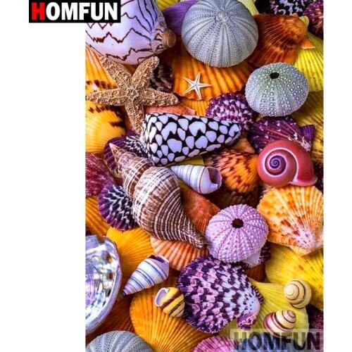 HOMFUN Full Square/Round Drill 5D DIY Diamond Painting "Sea star conch shell" Embroidery Cross Stitch 3D Home Decor A10492