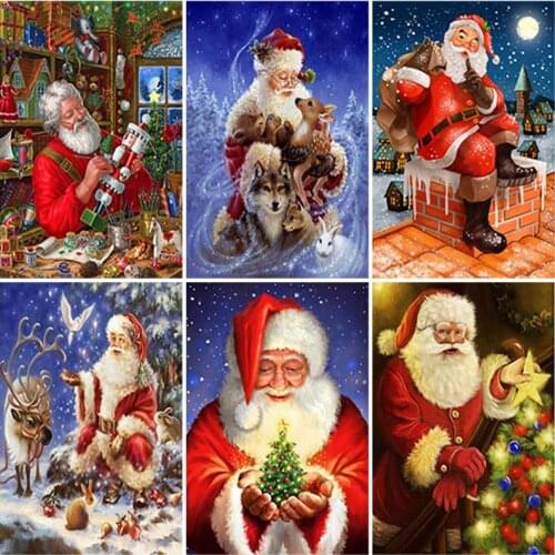DIY Santa Claus Cartoon 5D Diamond Painting Full Square Drill Snowman Diamond Embroidery Christmas Gift Cross Stitch Wall Art