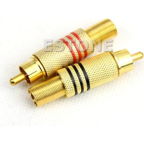 10PCS RCA Gold Plated Plug Male Connector Metal Spring