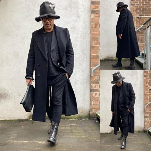 Black Double Breasted Men Suits for Wedding Groom Tuxedos Custom Made Fashion Long Coat Suit Party Prom Blazer Only One Jacket
