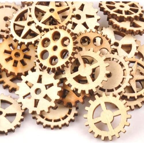 50Pcs 24mm Natural Unfinished Wooden Wheel Gear Shape For Handmade DIY Crafts Wood Slices Ornament Scrapbooking Home Decor m1683