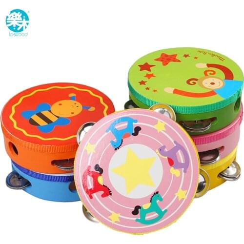 Wooden Baby Drum toy Musical instruments for children percussion instruments hang drum musical handbells baby toys music
