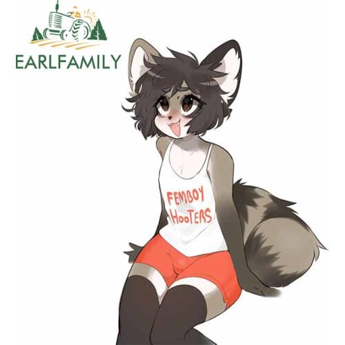 EARLFAMILY 13cm x 9.5cm for Femboy Hooters Furry Car Stickers Vinyl Waterproof RV VAN Occlusion Scratch Motorcycle Decal