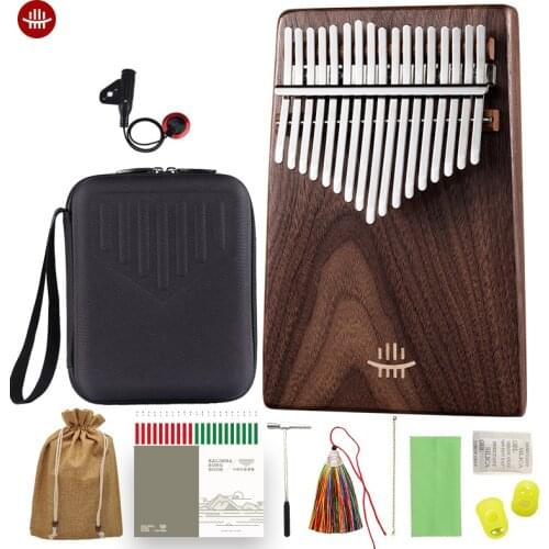 Hluru Black Walnut Kalimba 17 Keys Slope Design Keyboard Music Class A Calimba Instruments With Bag High Quality Thumb Piano