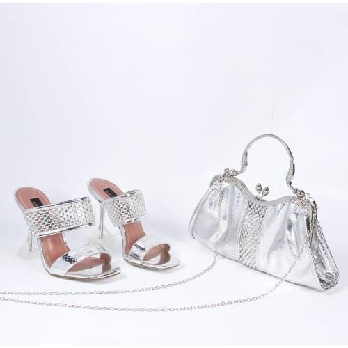 New Arrival Italian Shoes with Matching Bags Set Decorated with Rhinestone Women Shoes and Bags to Match Set Italy Party Pumps