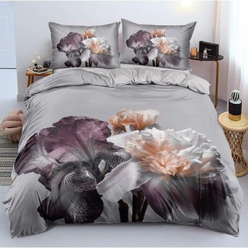 3D Design Gray Duvet Cover Sets Bedding Sets Quilt Covers Pillow Cases 173*230 230*230 265*230 180*210 Flowers Custom Bed Linens