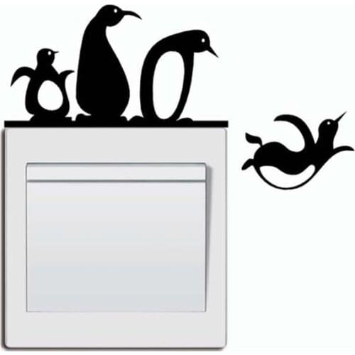 Cute Penguin Switch Sticker Personality Funny Animal Wall Decoration PVC Graffiti Wall Sticker Self Adhesive