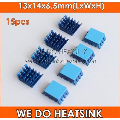 WE DO HEATSINK 15pcs Aluminum Spiky Blue 13x14x6.5mm Cooling Cooler Heatsink With Blue Thermally Double Sided Pad Applied