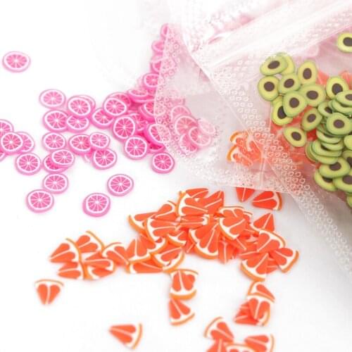 Nail Art 3D Fruits Polymer Clay Slices Slime Flakes Avocado Apple Lemon Sequins For Nail Design Gel Manicure Beauty Accessories