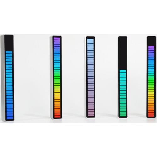 2021 New Car Sound Control Light RGB Voice-Activated Music Rhythm Ambient Light with 32 LED 18 Colors Car Home Decoration Lamp