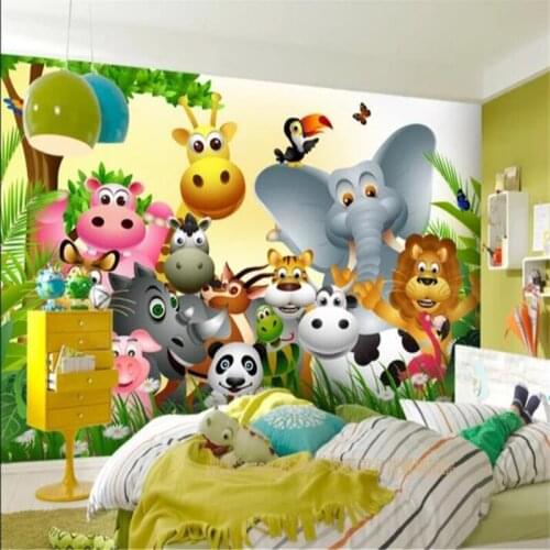 Beibehang Wallpaper custom living room bedroom sofa lovely animal happy Jungle Room background wall decoration painting