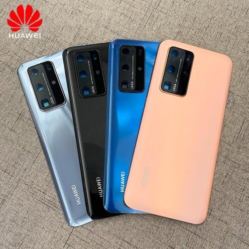 Original New For Huawei P40 Pro Battery Back Cover Housing Door Case Repair Mobile Phone Parts With Camera Lens + Logo 6.58 Inch