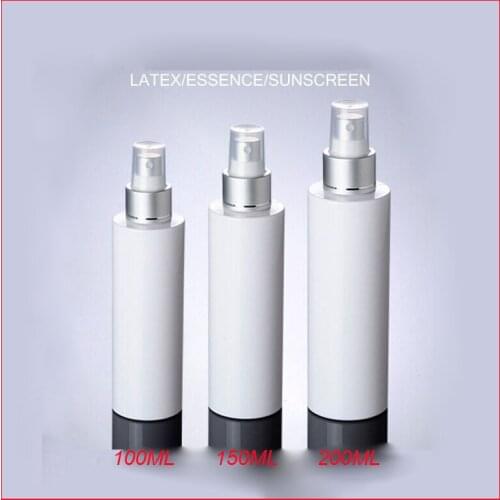100G/200G PET White flat shoulder plastic mist spray bottle matt silver cap bottle cosmetic container Cosmetic Packaging