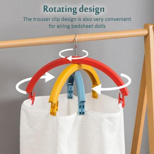 Rainbow Rotating Clothes Rack Three-Layer Drying Rack multifunctional Seamless Wide-Shoulder Clothes Hanger With Pants Clip