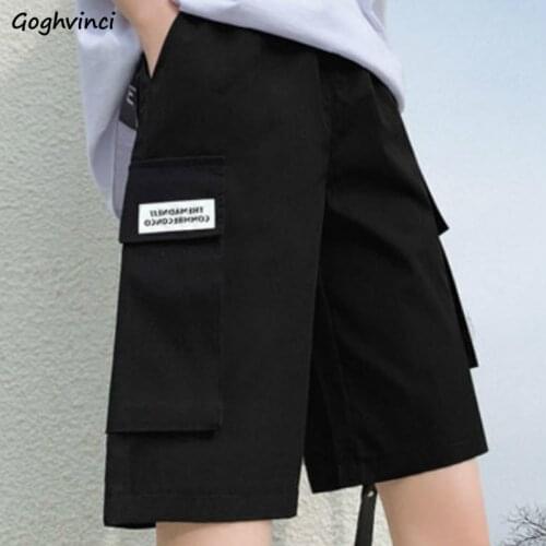Shorts Women Summer High-waist Knee-length 3XL Pockets BF Casual Straight Vintage Chic Solid Loose Womens Streetwear Ins Ulzzang