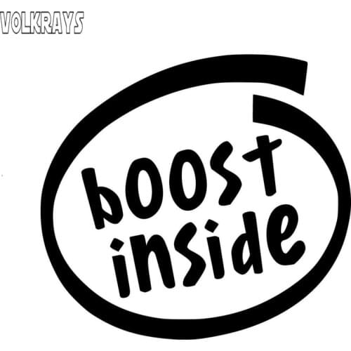 Volkrays Waterproof Car Sticker Boost Inside Vinyl Turbo Decal Automobile Motorcycles Accessories Black Silver,10cm*9cm