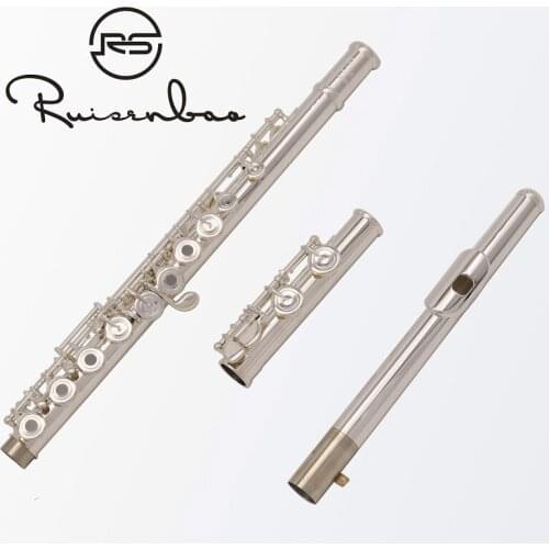 High Quality Silver plated Flute French 16 keys Open Holes C Foot Italian Pads With Case