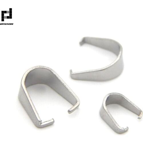 BASEHOME 50pcs/lot Stainless Steel Pendant Clips Clasps Pinch Clip Bail Beads Pendant Connectors for Necklace DIY Jewelry