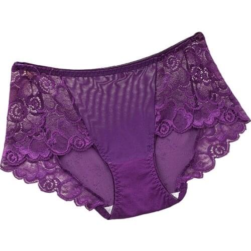 VU080 Large Size Sexy Panties Breathable Women Underwear Luxury Transparent Briefs Sexy Lace Underwear