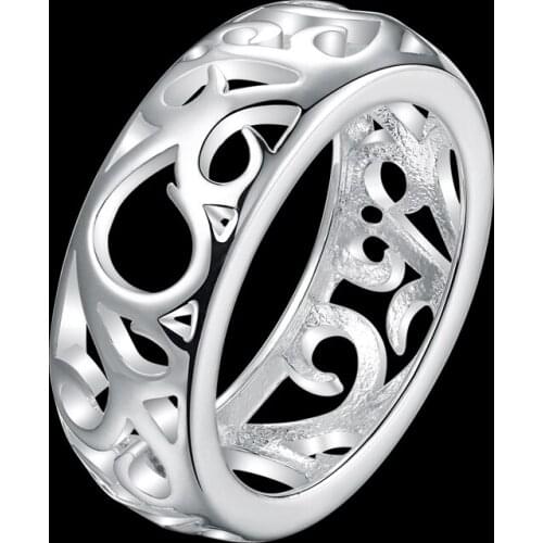 Unique Design Hollow Ring Silver Color Rings For Women Fashion Jewelry Size 8 AR2042