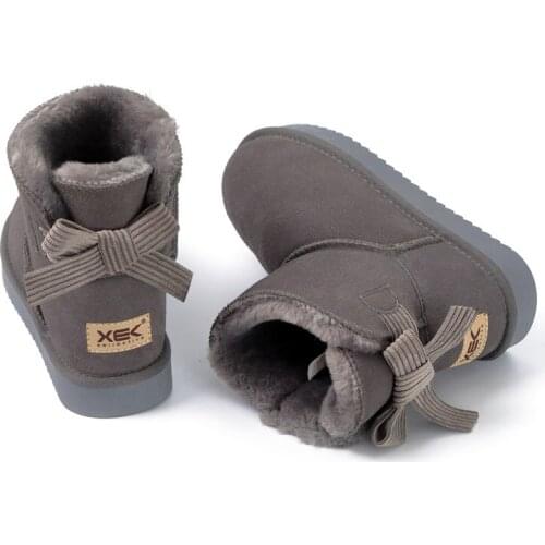 Snow Boots Female Winter Short Tube Warm New Bow Leather Velvet Short Boots Ladies Students Autumn And Winter Womens Shoes