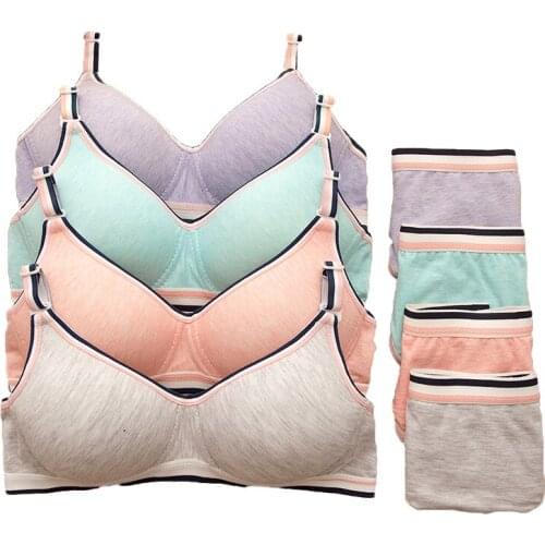 1 Set New Cotton Without Steel Ring Comfortable Young Girl for 12-18year Bra Girls Bra Small Chest Development Bra 32 34 36 38