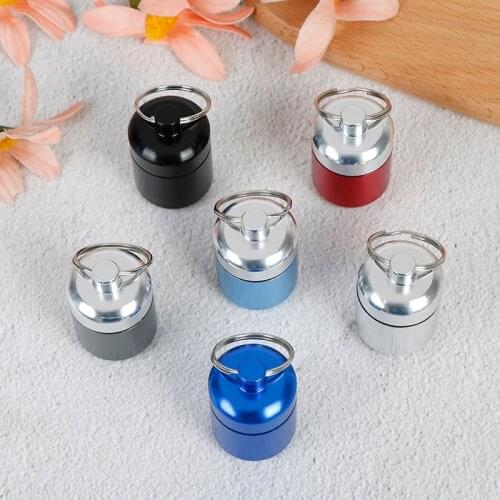 1*Mini Keychain Medicine Box Aluminum Alloy Pill Box Case Bottle Cache Drug Holder Container Health Care Random Color Waterproof