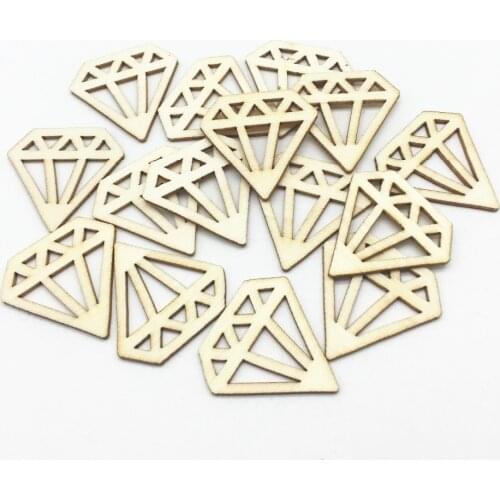 100PCS 30mm Diamond Shape Wood Table Decorations Confetti Wedding Favors Laser Cut Chips Silices Embellishments Cardmaking