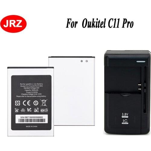 2PCS+Charger For Oukitel C11 Pro Phone Battery 3400mAh Hight Capacity 3.8V Top Quality Replacement Batteries
