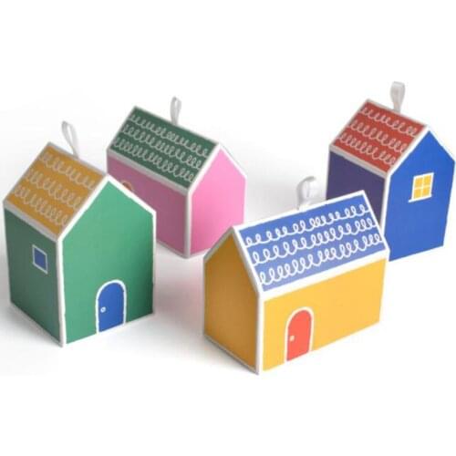 200pcs House Shape Cookies Packaging Box Handmade Gift Candy Christmas Birthday Wedding Baby Shower Decoration