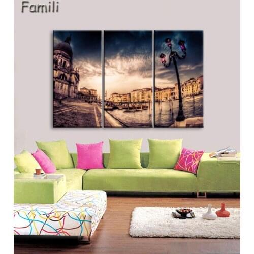 3 Pcs/Set Landscape Venice City Canvas Paintings Print On Canvas Classic Buildings Scenery Wall Art For Living Room(Unframed)