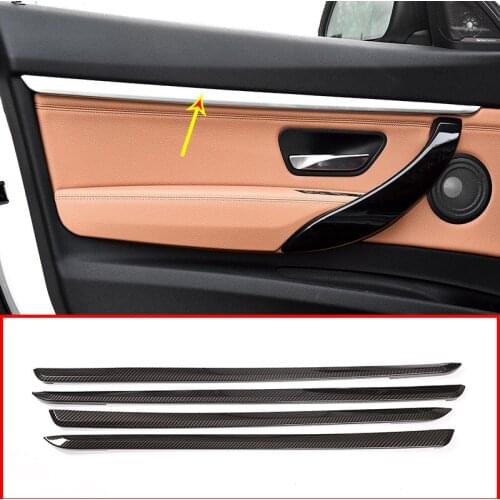 4pcs Carbon Fiber Style ABS Interior Door Decoration Strips Trim For BMW 3 series GT F34 2013-2018 Accessories