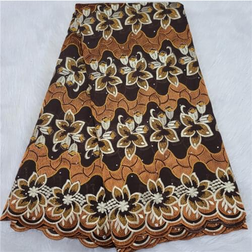 5 Yard Dry Lace Fabric Latest Heavy Beaded Embroidery African Cotton Swiss Voile Popular Dubai Style For Party Wedding 1L06181