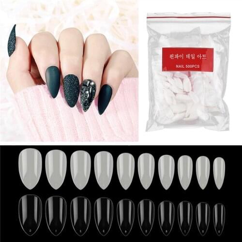 500pcs False Nails Display Tips Acrylic Ballerina Artificial Transparent Natural Guide Capsule Stiletto Full Cover Fake Nail